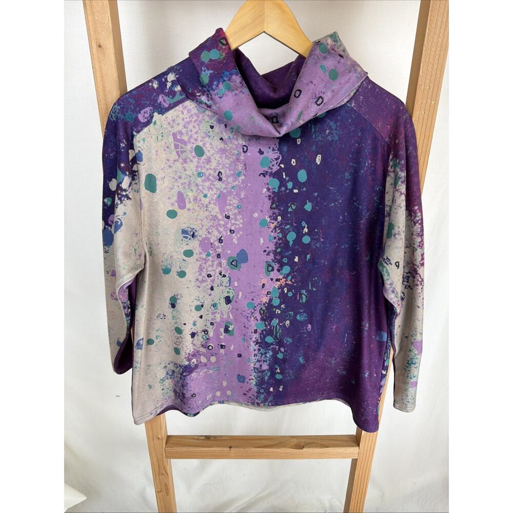 NWT 3 Potato Multicolored Patterned Cowl Neck Soft Tunic Top #0960 SMALL